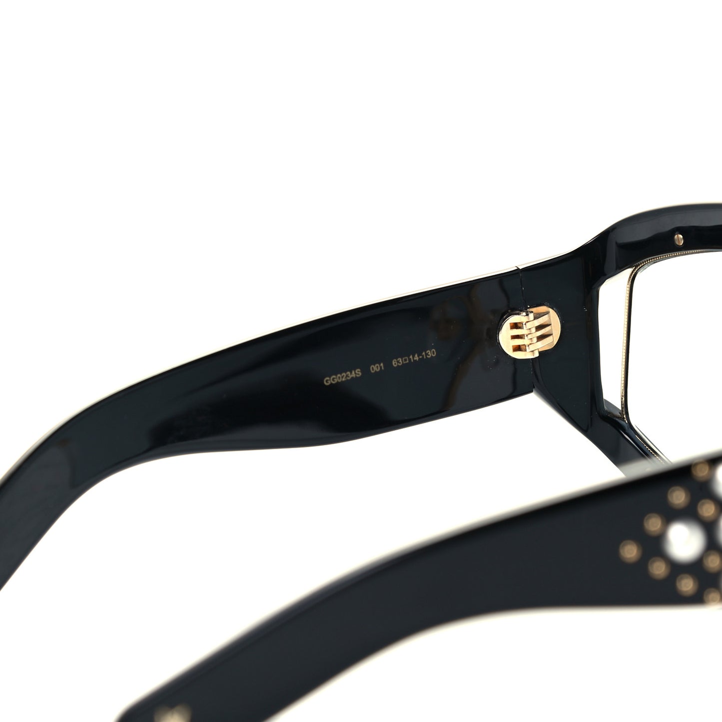 Acetate Pearl Rectangular Frame Sunglasses GG0234S Black