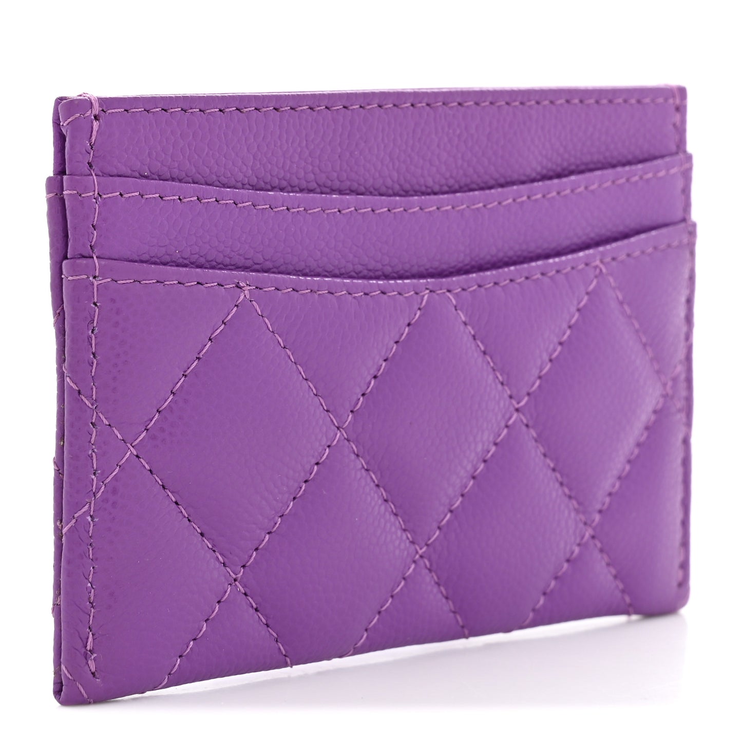 Caviar Quilted Card Holder Purple