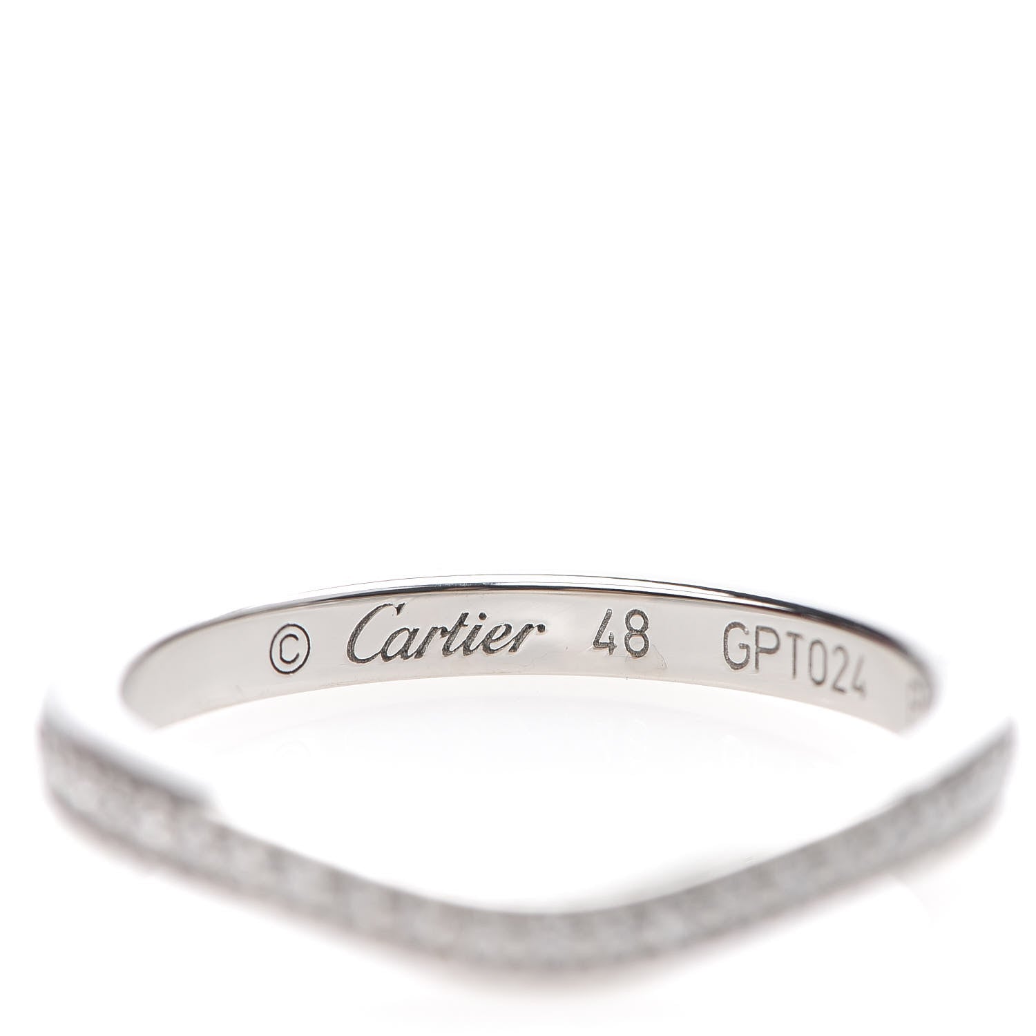 Cartier Platinum Diamond Ballerine Wedding Band Ring 48 4.5 5 of 6