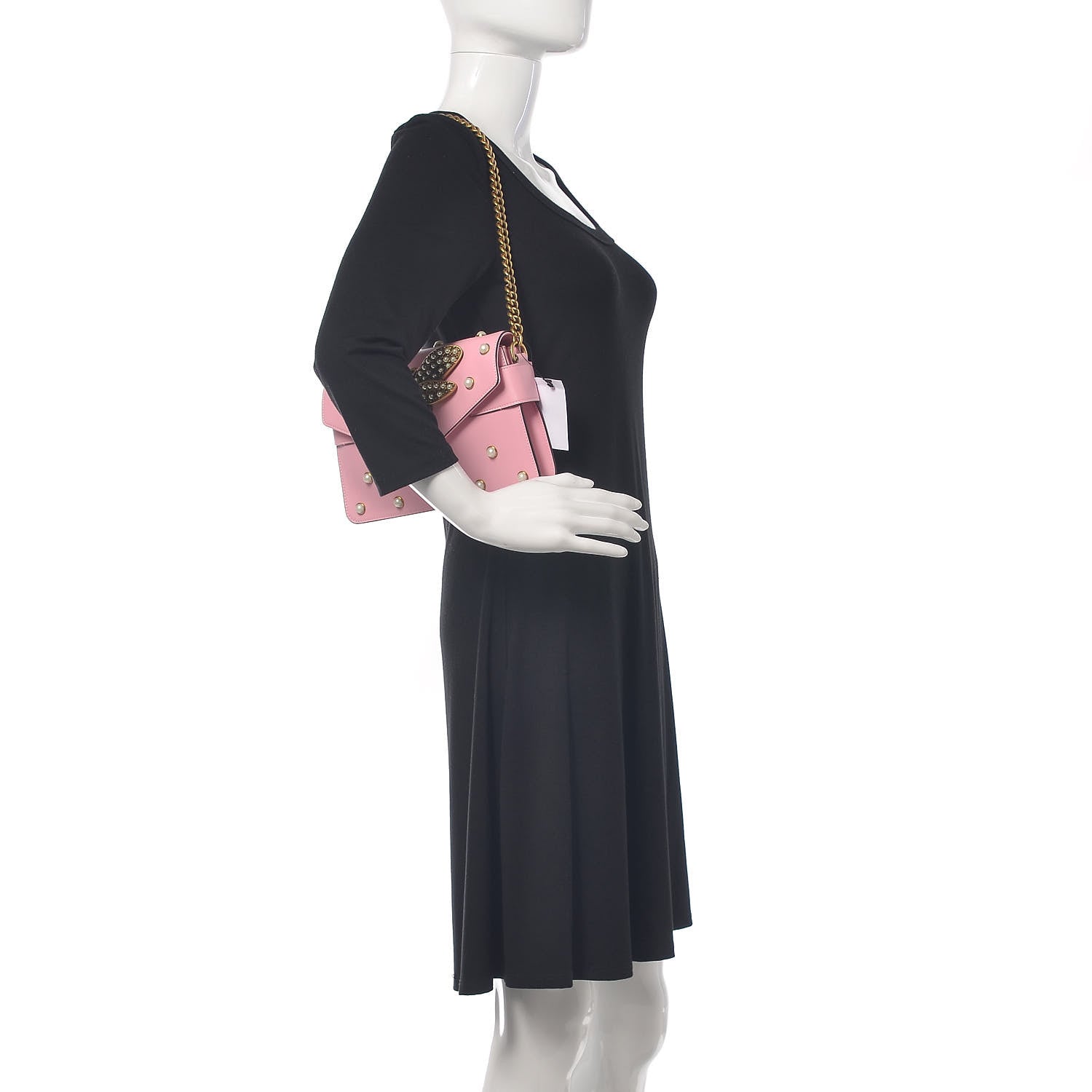 Gucci Nappa Pearl Studded Mini Queen Margaret Broadway Shoulder Bag Sugar Pink 2 of 13
