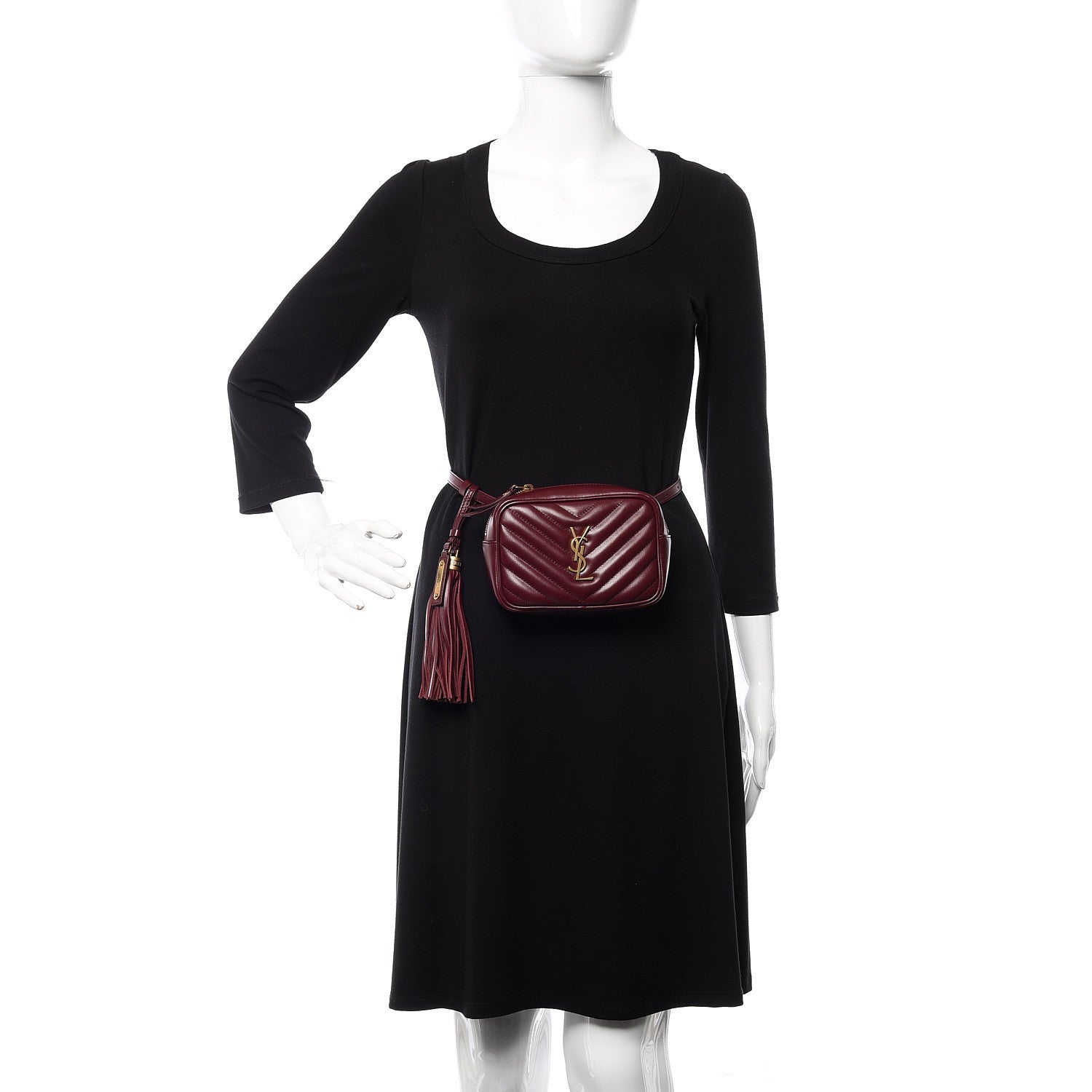 Saint Laurent Calfskin Matelasse Monogram Lou Belt Bag Dark Legion Red 2 of 10