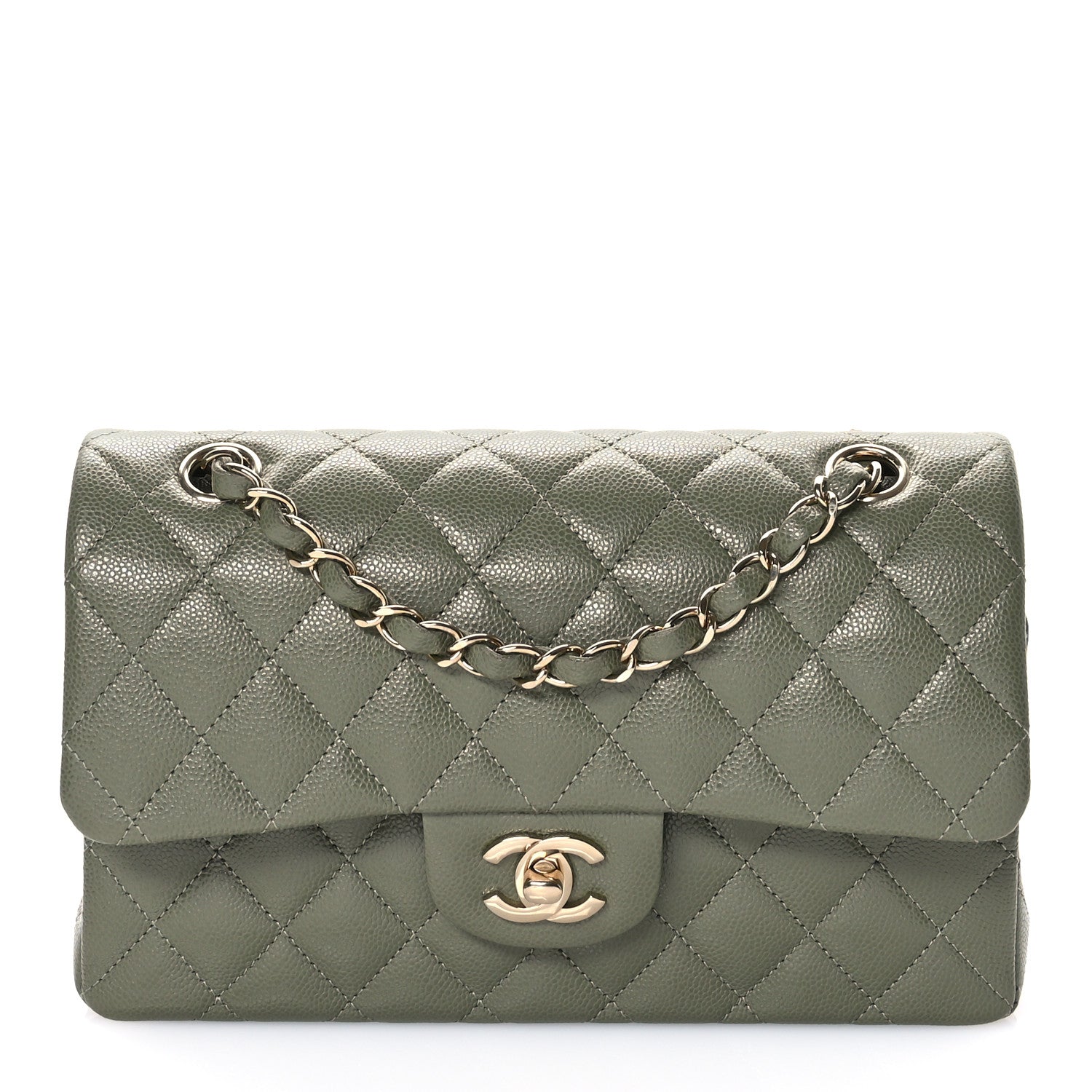 Chanel Caviar Quilted Small Double Flap Green 1 of 10