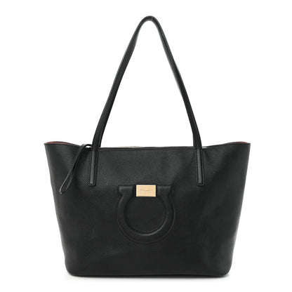 Salvatore Ferragamo Grainy Calfskin Medium Gancini Tote Black 3 of 12