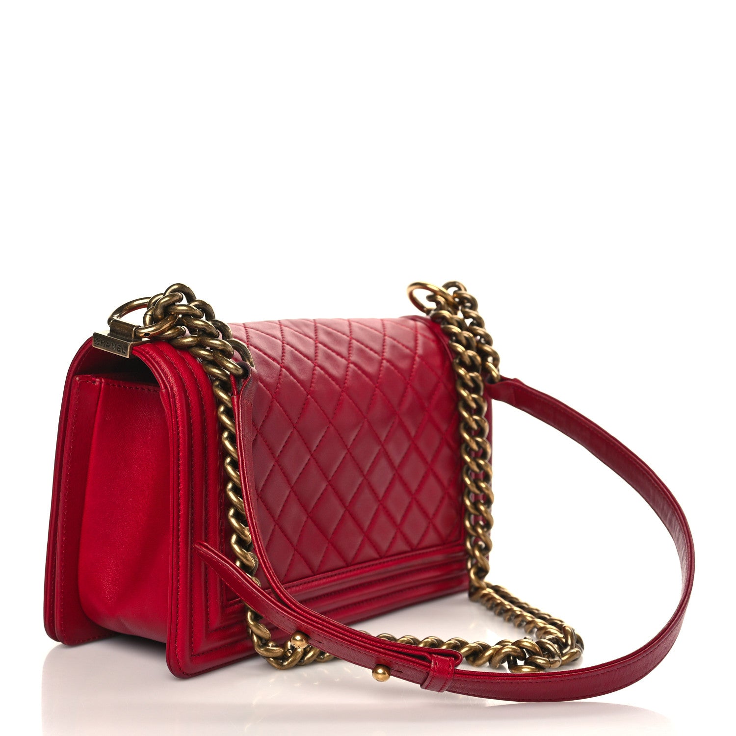 Chanel Lambskin Quilted Medium Boy Flap Dark Red 3 of 9