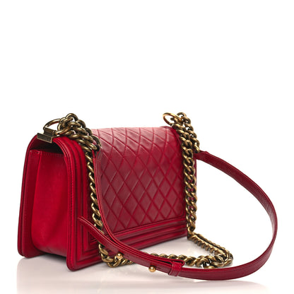 Chanel Lambskin Quilted Medium Boy Flap Dark Red 3 of 9