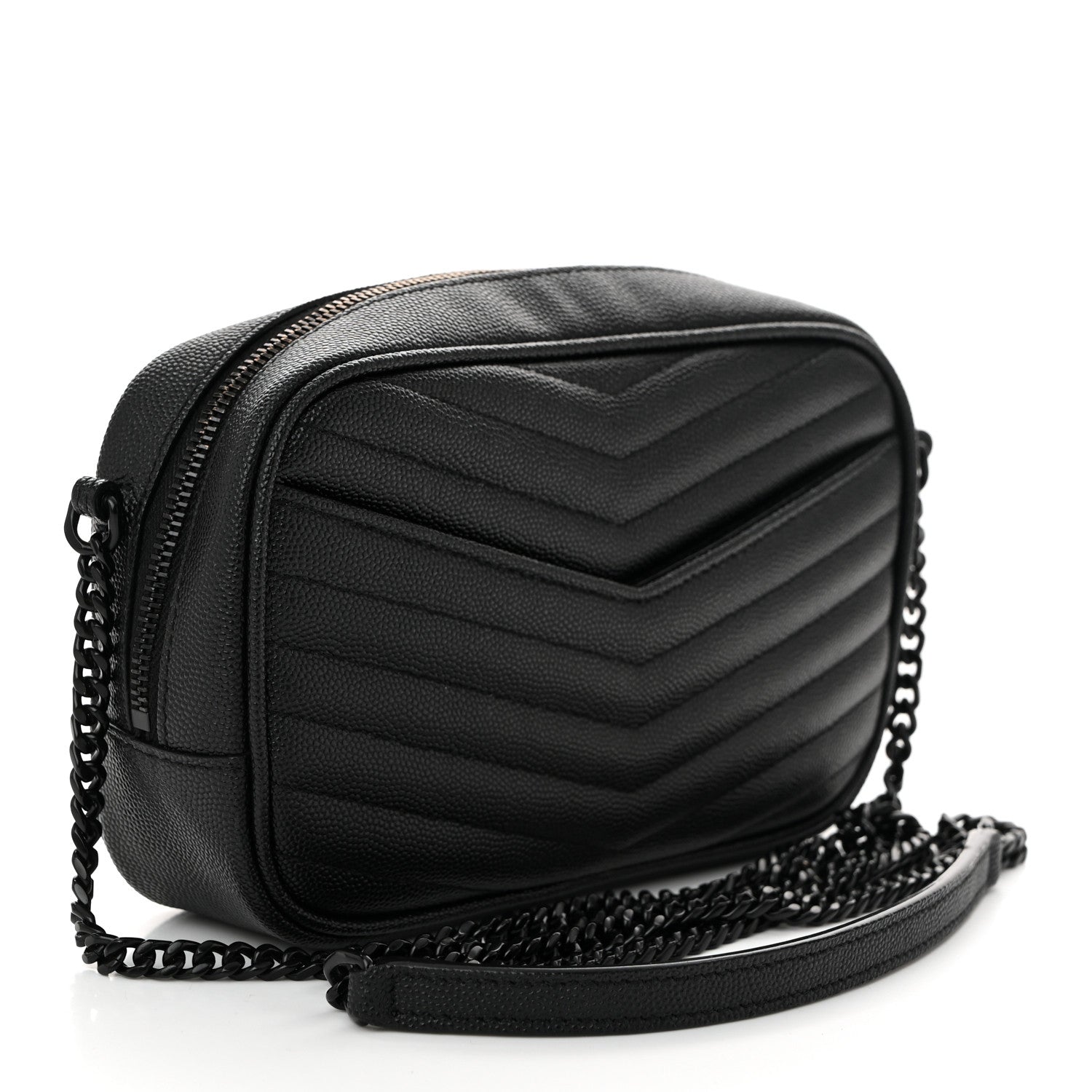 Saint Laurent Grain De Poudre Matelasse Monochrome Monogram Mini Lou Camera Bag Black 3 of 10