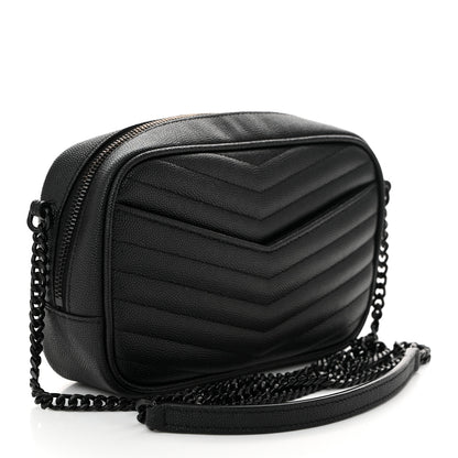 Saint Laurent Grain De Poudre Matelasse Monochrome Monogram Mini Lou Camera Bag Black 3 of 10