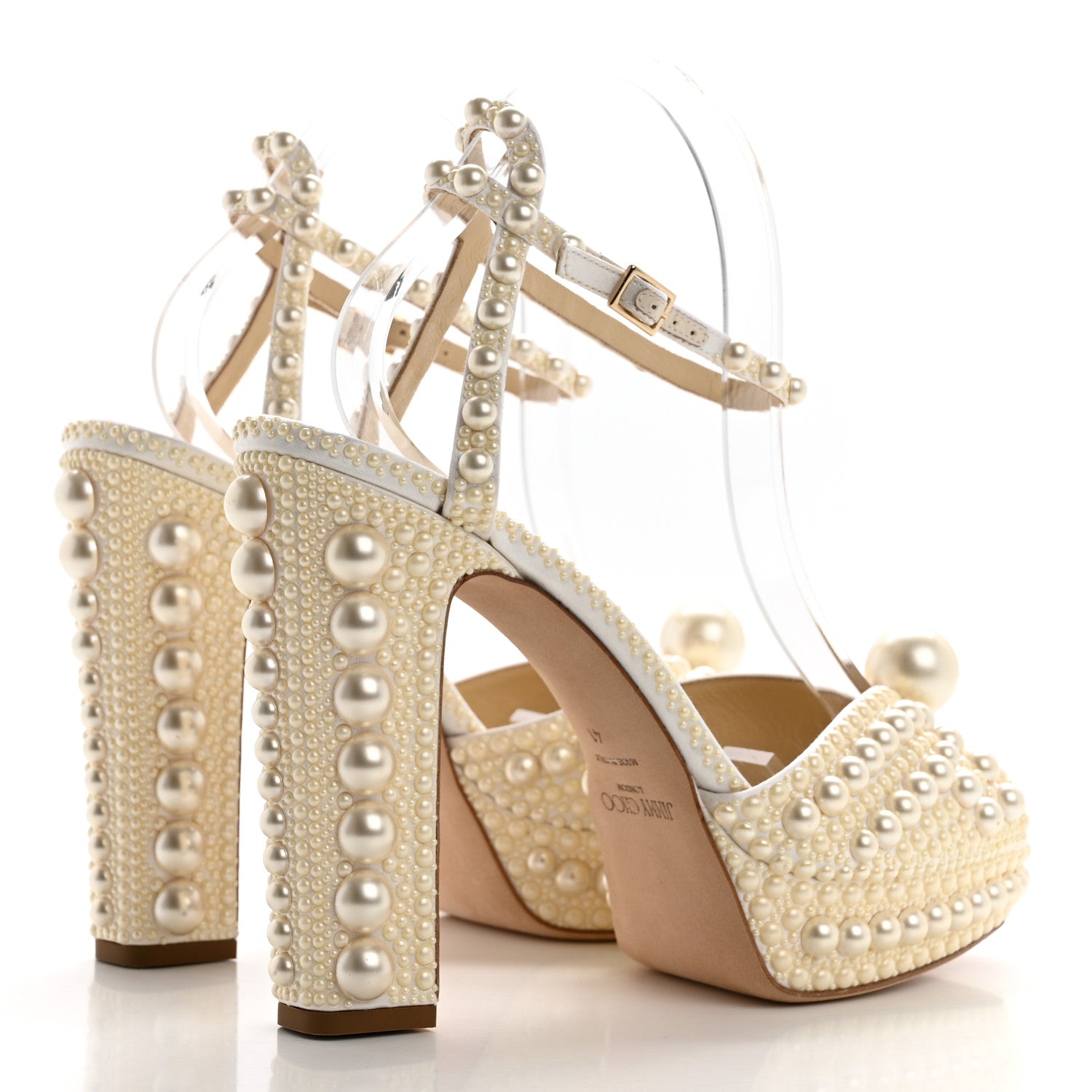 Jimmy Choo Pearl Satin Sacaria 120 Sandals 41 White 4 of 10
