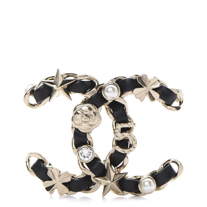 Chanel Lambskin Pearl Strass Sergeant Brooch Gold 1 of 4