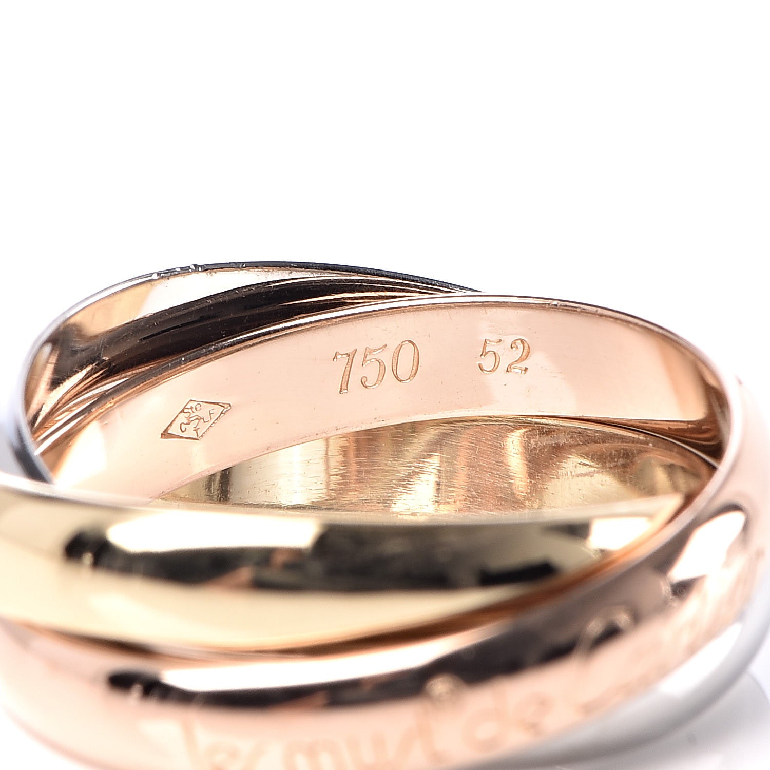 Cartier 18K Pink Yellow White Gold Classic Les Must De Trinity Ring 52 6 4 of 5