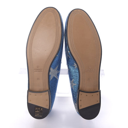 Gucci Lurex Calfskin Starry Sky Womens Jordaan Loafers 39 Bluette Silver 6 of 11