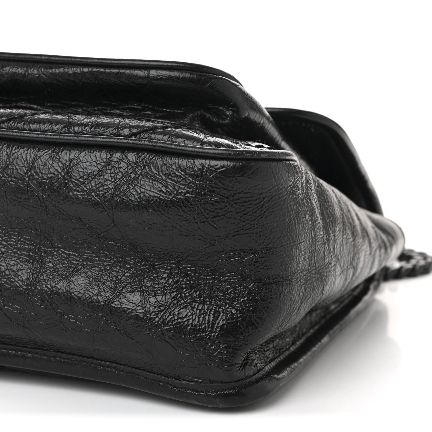 Saint Laurent Crinkled Calfskin Matelasse Monogram Medium Niki Chain Satchel Black 18 of 19