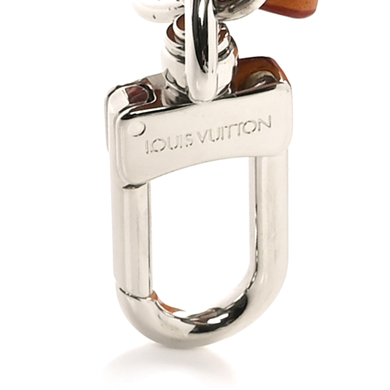 Calfskin Monogram Printed LV Fortune Cookie Bag Charm Key Holder Brown