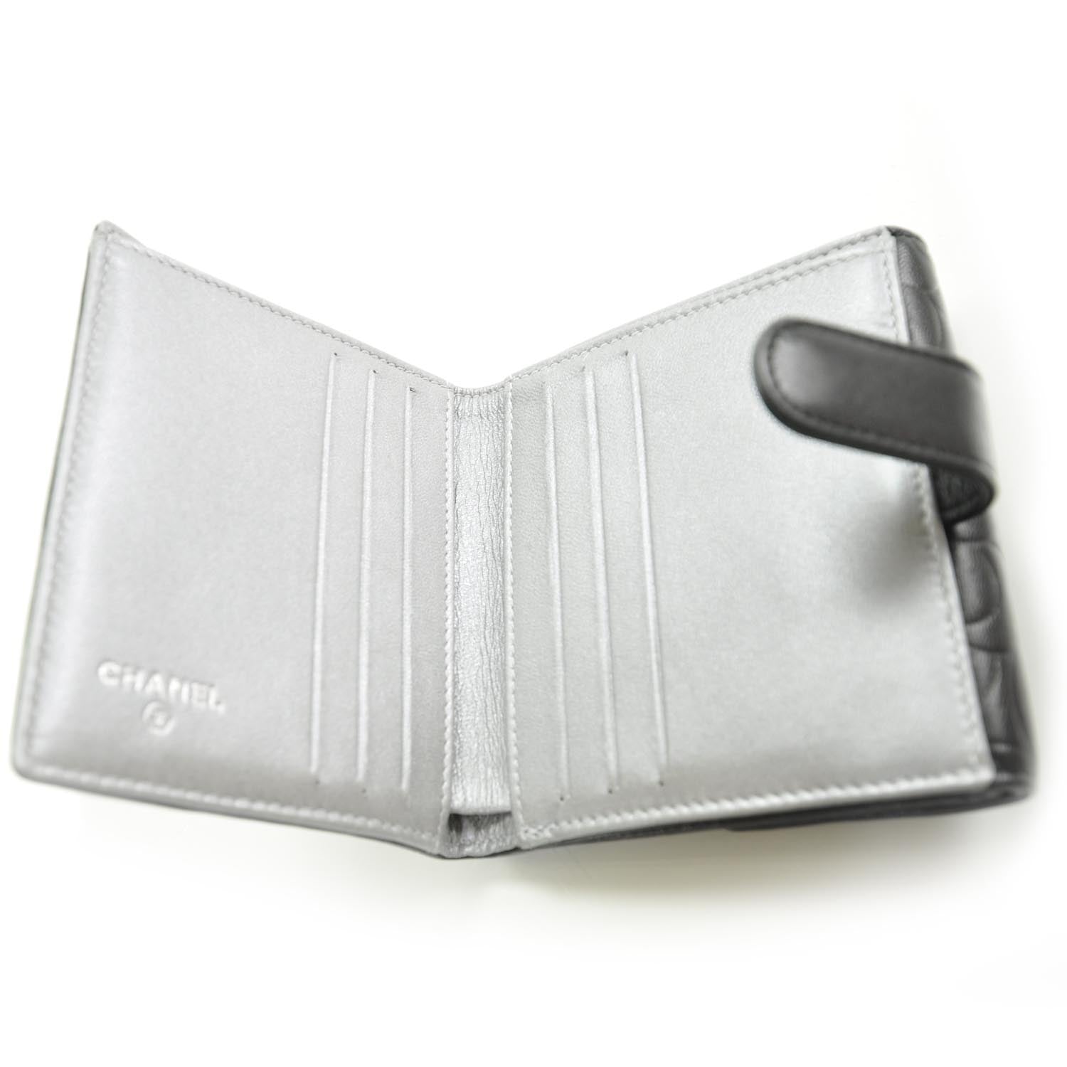 Chanel Leather Camellia Embossed Bi-Fold Wallet Black 7 of 10