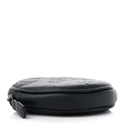 Louis Vuitton Calfskin Shadow Monogram Round Coin Purse Black 3 of 7