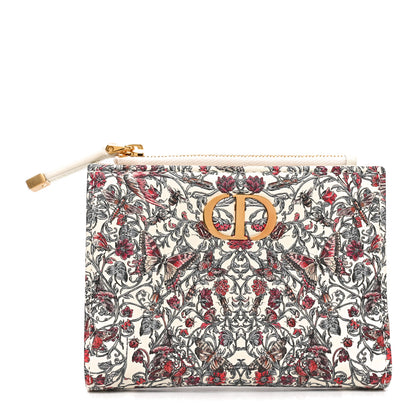 Christian Dior Calfskin Butterfly Printed Caro Medium Wallet White Multicolor 1 of 6