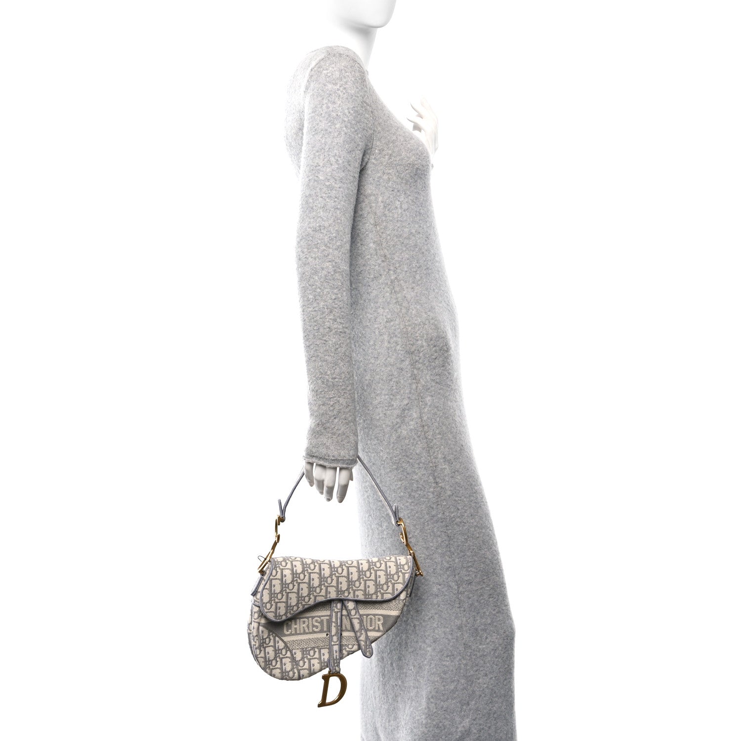 Christian Dior Oblique Embroidered Saddle Bag Gray 2 of 10