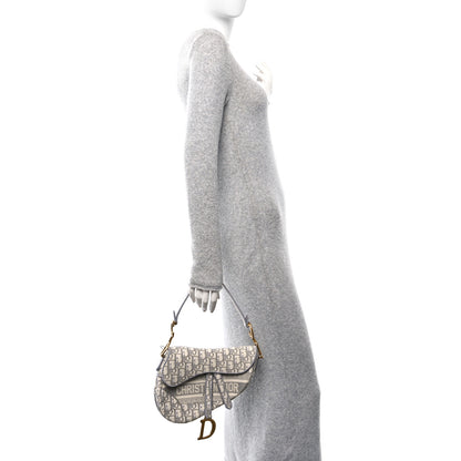 Christian Dior Oblique Embroidered Saddle Bag Gray 2 of 10