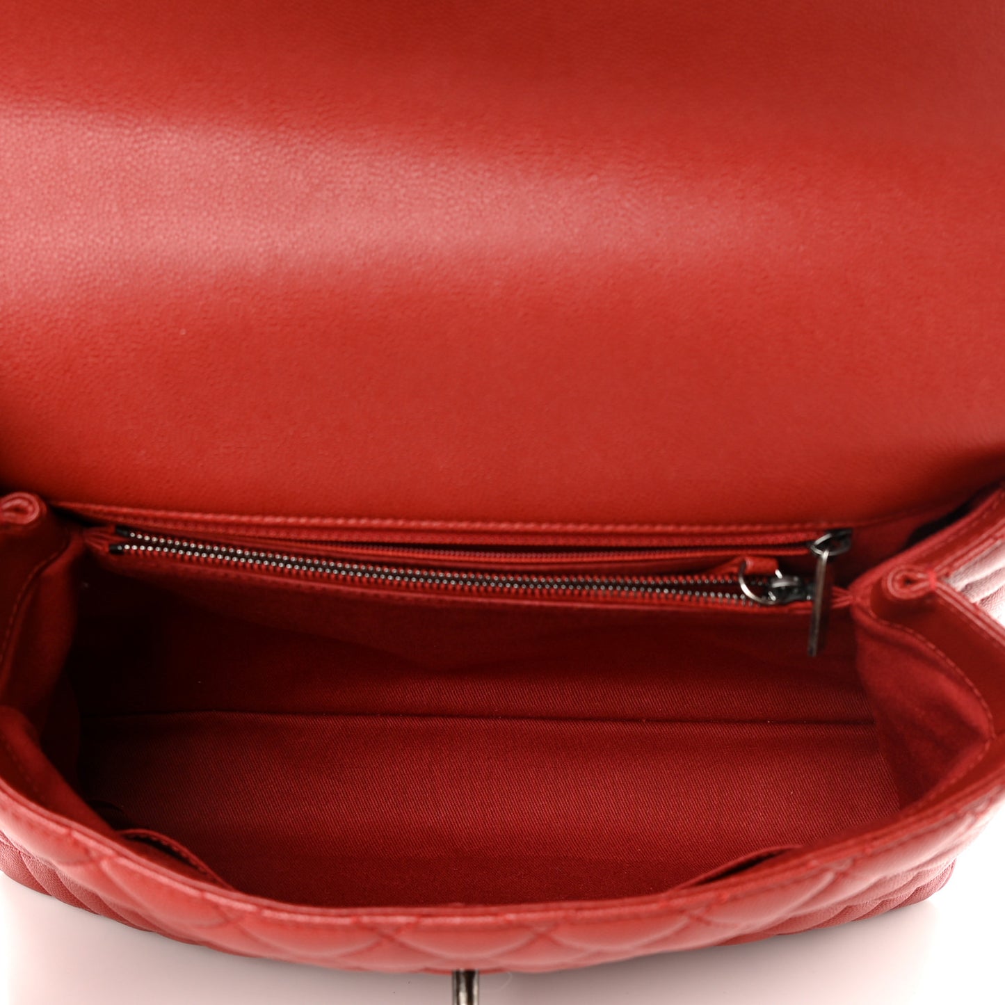 Caviar Quilted Medium Coco Handle Flap Dark Red