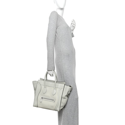 Celine Drummed Calfskin Mini Luggage Pebble Grey 2 of 12