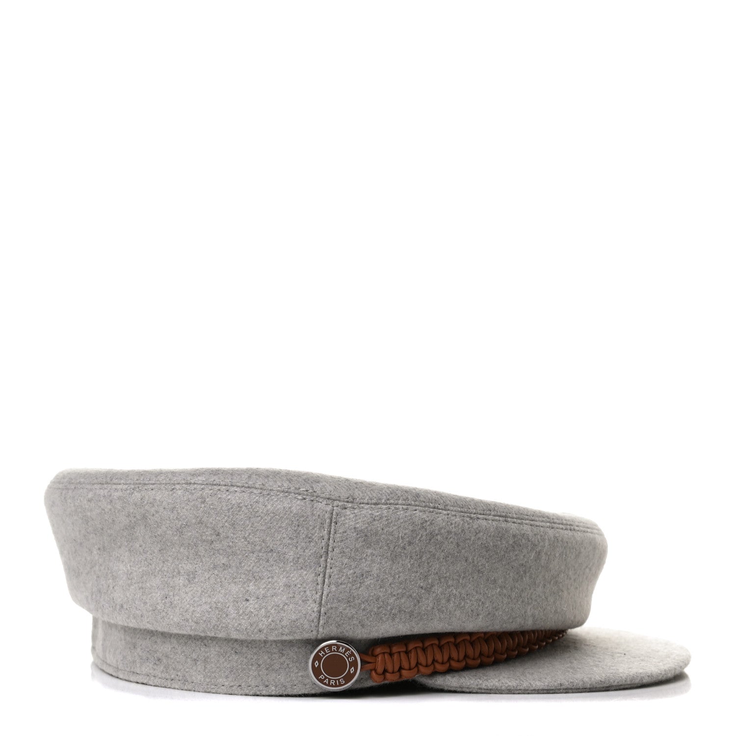 Hermes Cashmere Swift Braided Deauville Cap 57 Gris Flanelle Gold 4 of 9