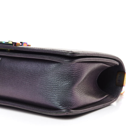 Chanel Iridescent Goatskin Quilted Medium Boy Flap Purple 11 of 12