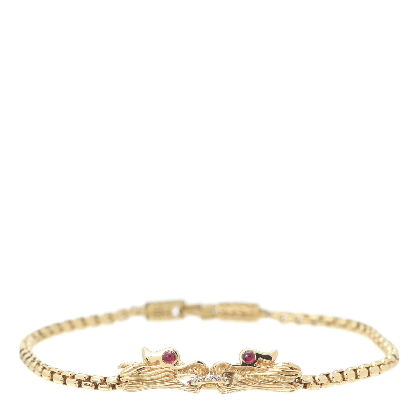 18K Yellow Gold Diamond Ruby Legends Naga Station Bracelet