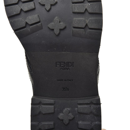 Fendi Calfskin Stretch Fabric Rockoko Biker Boots 35.5 Tobacco Black Marino 7 of 8