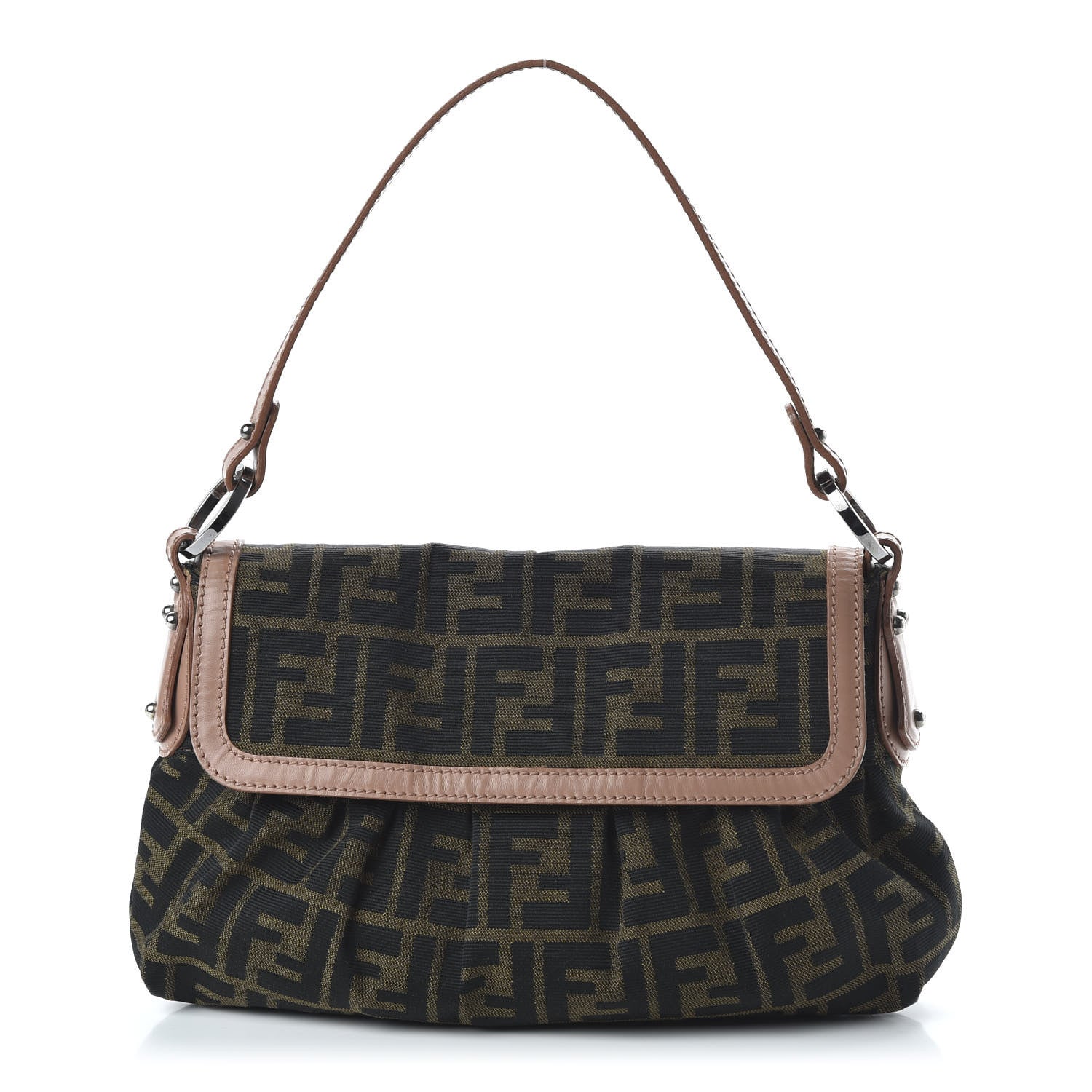 Fendi Zucca Cuoio Lucido Small Chef Shoulder Bag Tobacco Bois de Rose 1 of 8