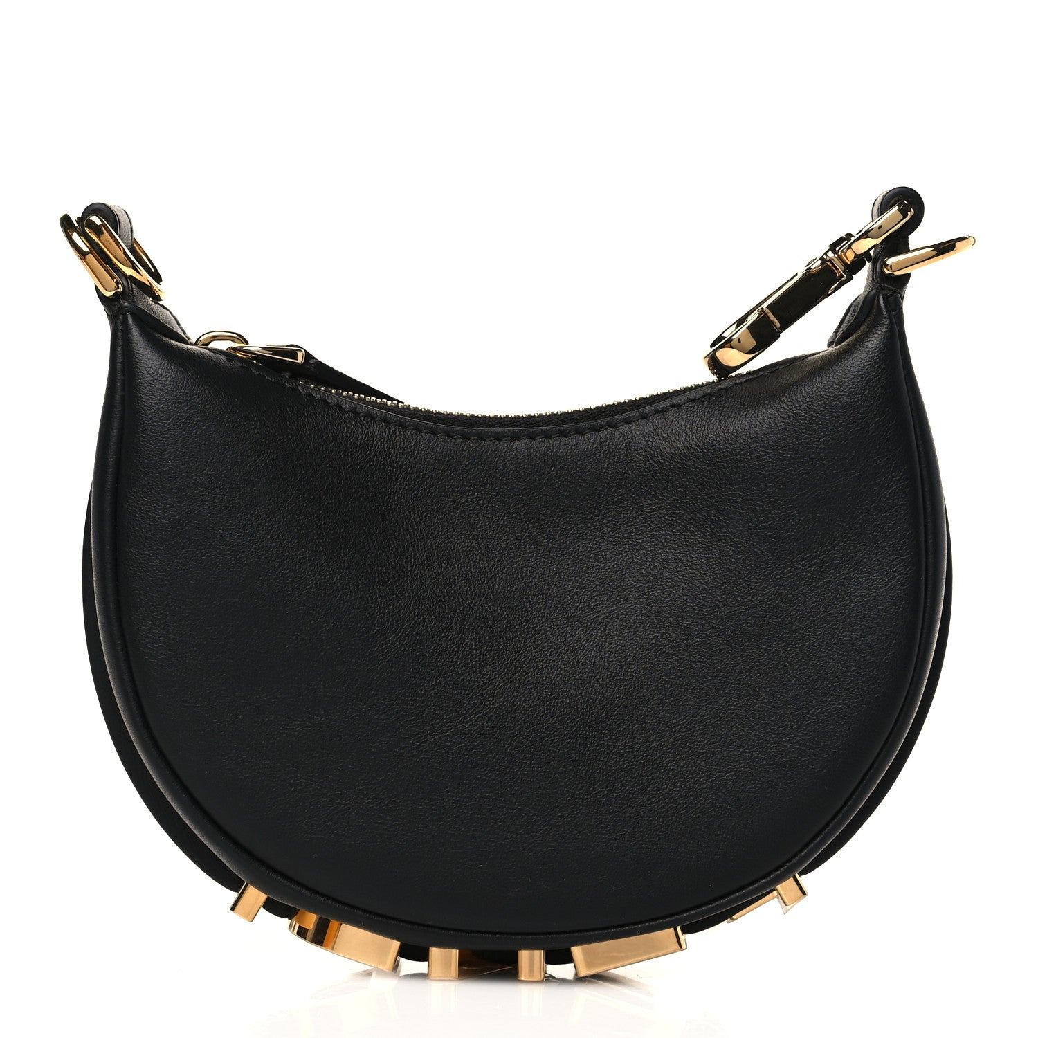 Fendi Vitello Grace Matte Nano Fendigraphy Hobo Charm Black 1 of 10