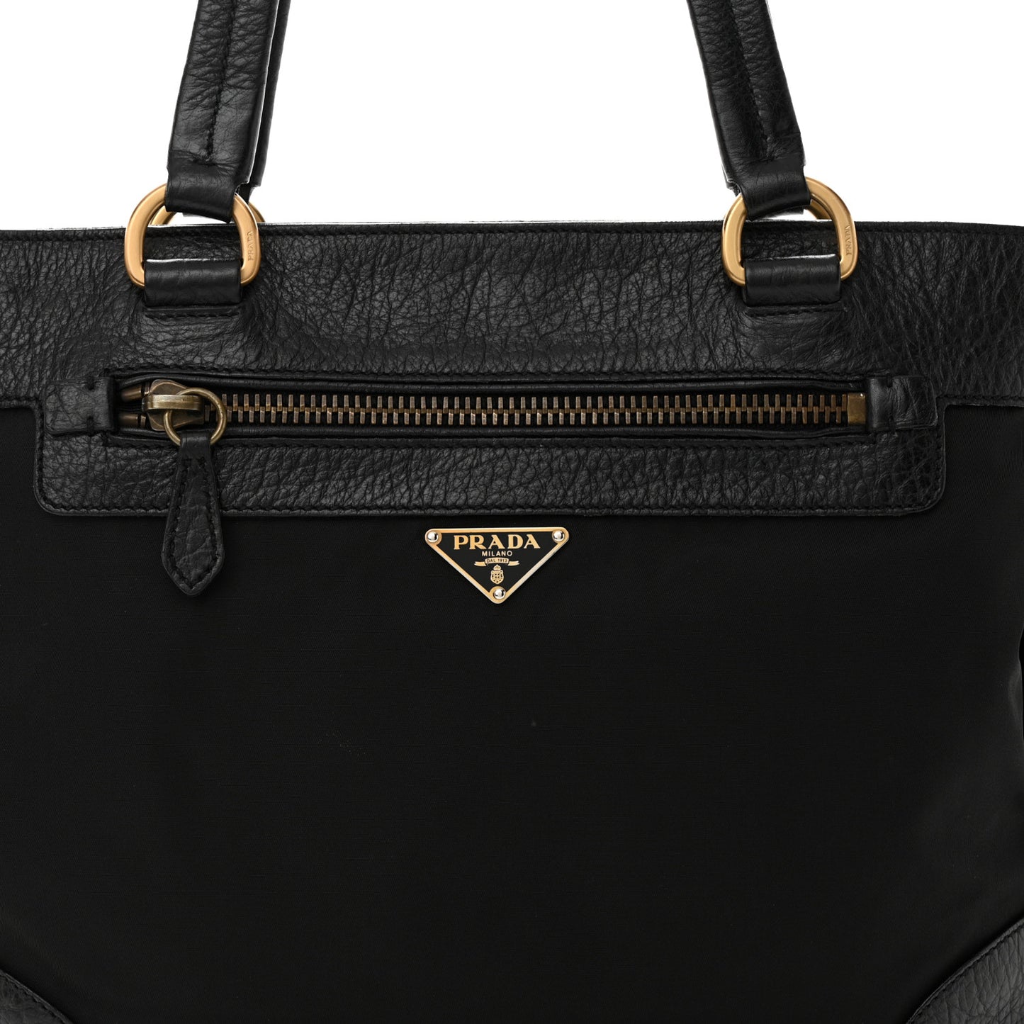 Tessuto Nylon Vitello Daino Flat Shoulder Bag Black