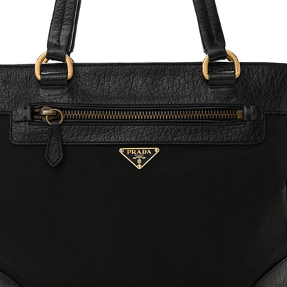 Prada Tessuto Nylon Vitello Daino Flat Shoulder Bag Black 7 of 10
