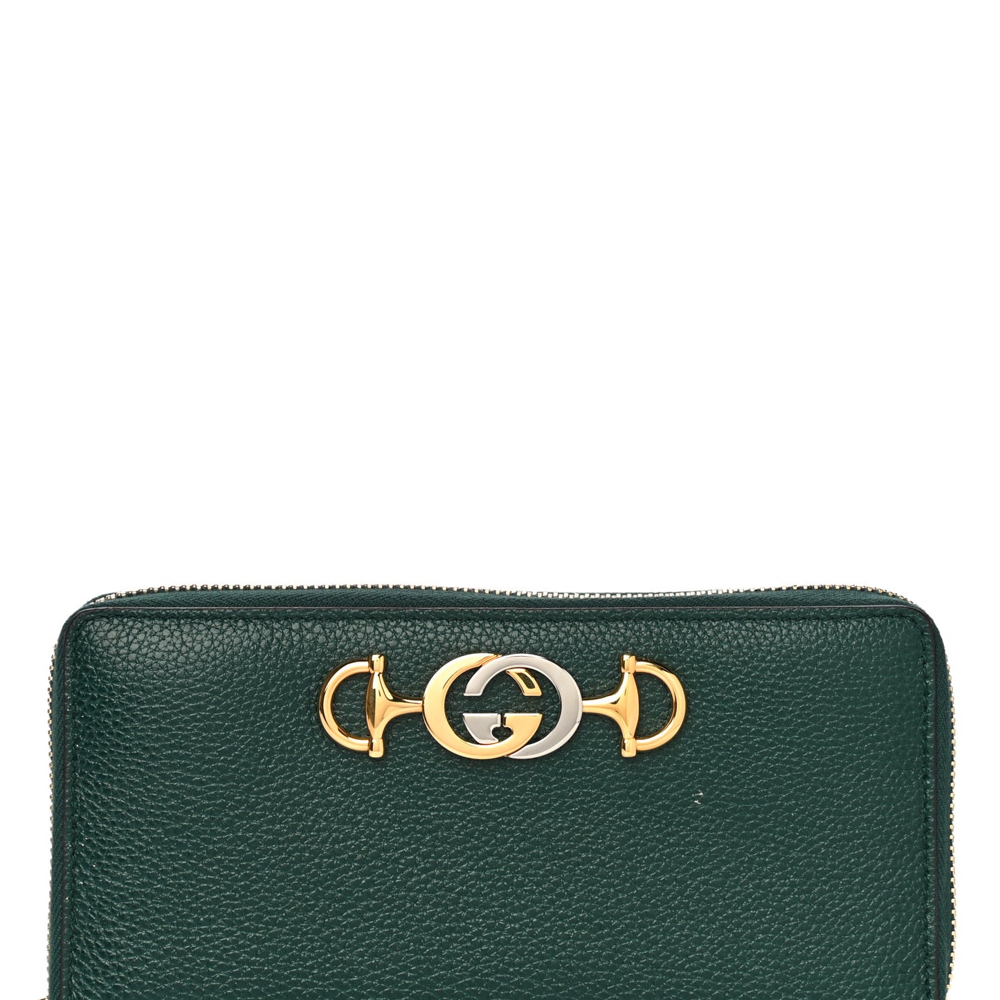 Grainy Calfskin Zumi Zip Around Wallet Vintage Green