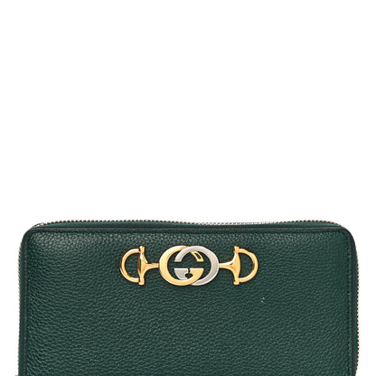 Gucci Grainy Calfskin Zumi Zip Around Wallet Vintage Green 6 of 11