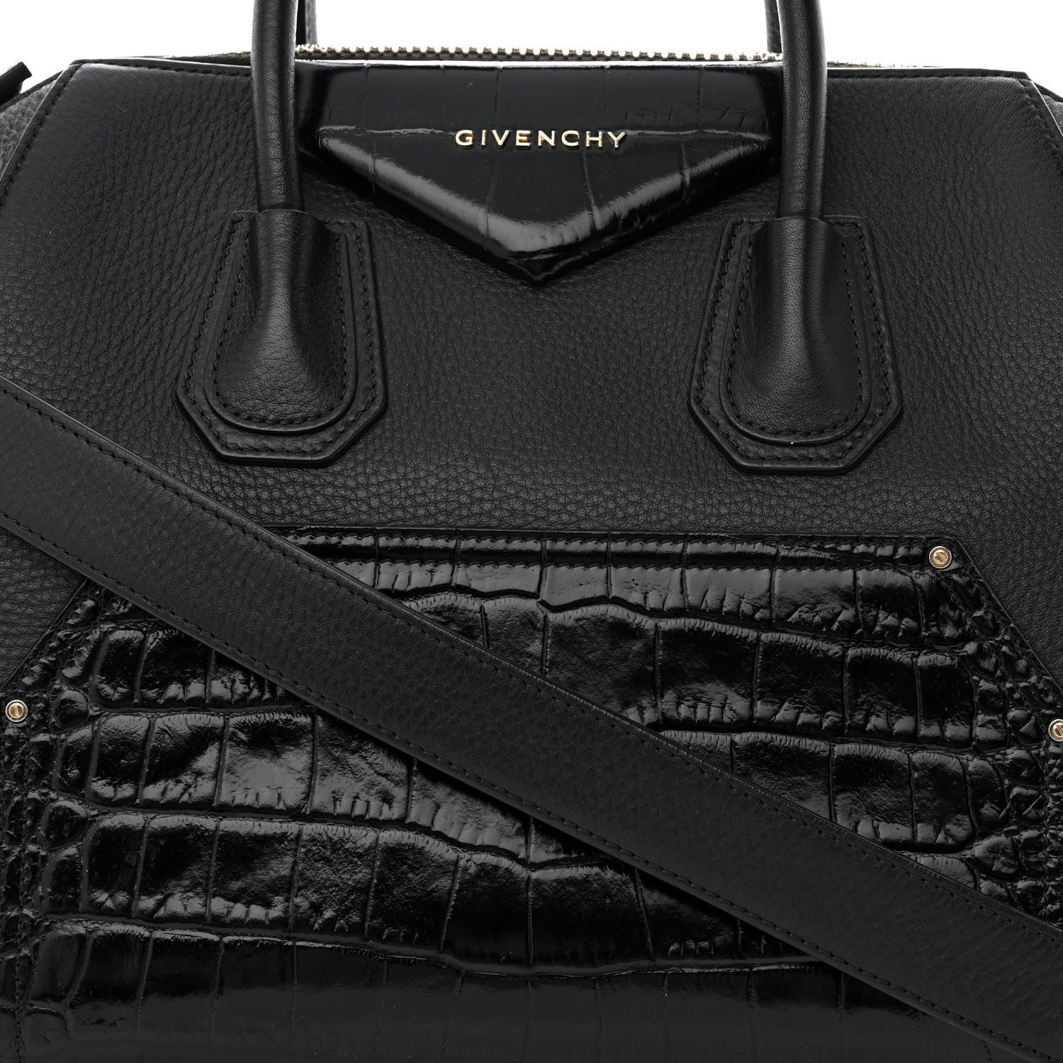 Givenchy Calfskin Crocodile Embossed Medium Antigona Black 8 of 13