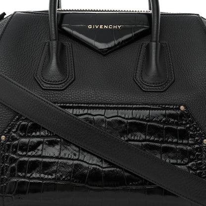 Givenchy Calfskin Crocodile Embossed Medium Antigona Black 8 of 13