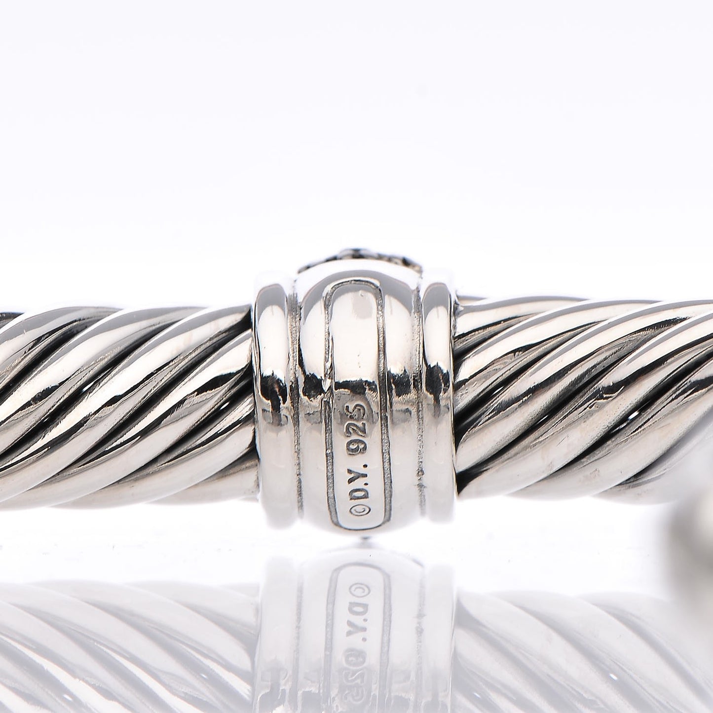 Sterling Silver Black Diamond 7mm Cable Classics Station Bracelet