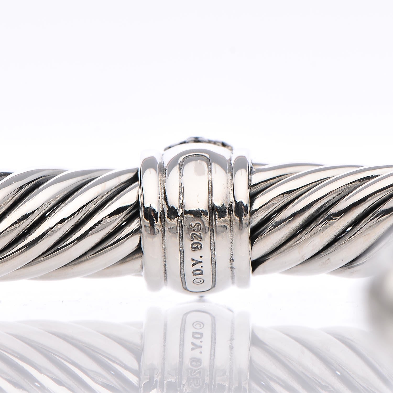 David Yurman Sterling Silver Black Diamond 7mm Cable Classics Station Bracelet 4 of 5