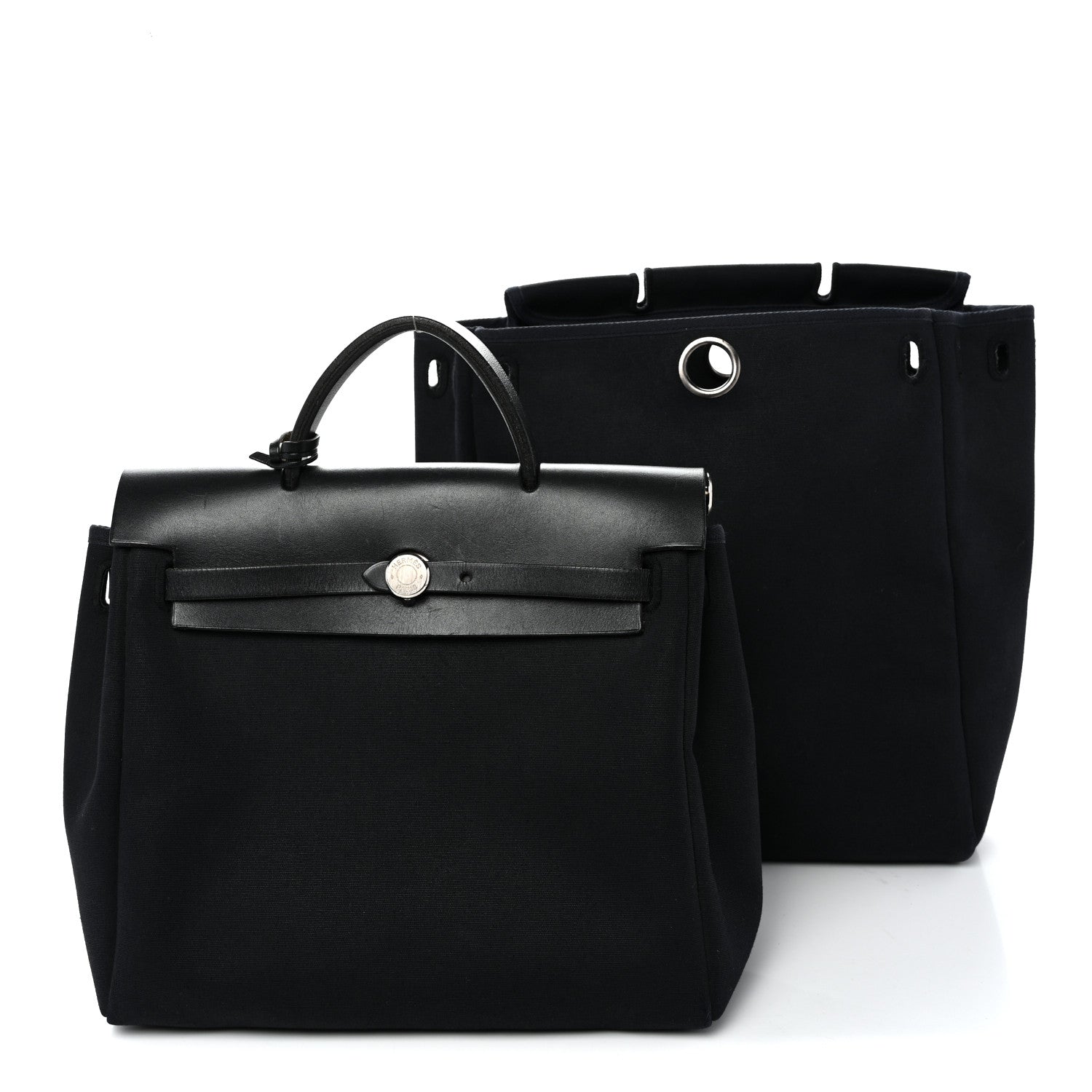 Hermes Toile Vache Calfskin Herbag 30 PM Backpack Black 10 of 10