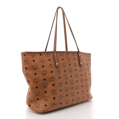 MCM Visetos Medium Anya Top Zip Shopper Tote Cognac 4 of 13