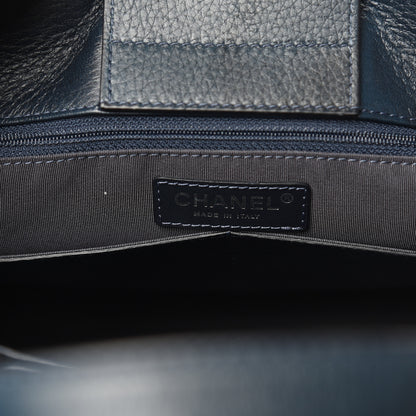 Chanel Deerskin Stitched Large CC Shopping Tote Navy 6 of 17