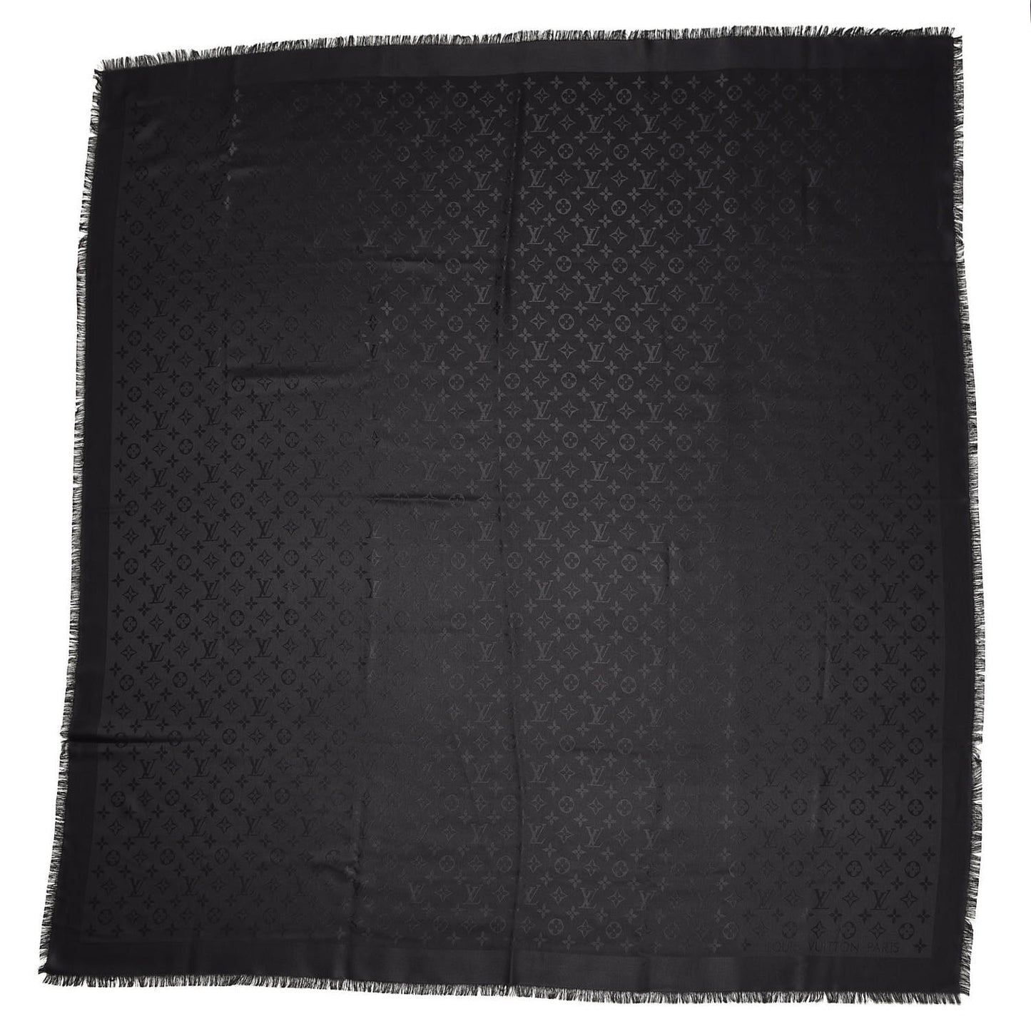 Silk Wool Monogram Shawl Black