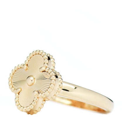 Van Cleef & Arpels 18K Yellow Gold Guilloche Vintage Alhambra Ring 58 8.25 3 of 6