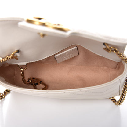 Gucci Calfskin Matelasse Super Mini GG Marmont Shoulder Bag White 5 of 7