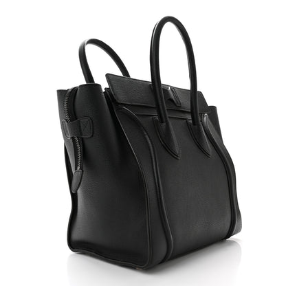 Celine Drummed Calfskin Mini Luggage Black 3 of 11