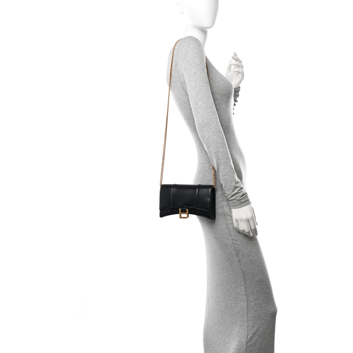 Balenciaga Shiny Box Calfskin Hourglass Chain Bag Black 2 of 13