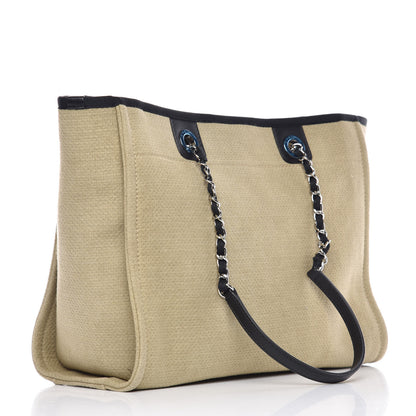 Chanel Canvas Small Deauville Tote Beige Black 3 of 9