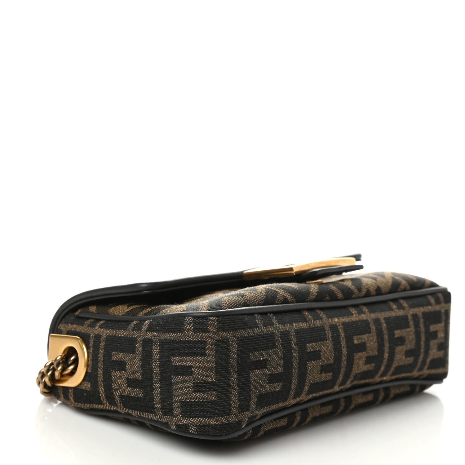 Fendi Fabric Jacquard FF 1974 Midi Chain Baguette Tobacco Moro 4 of 10