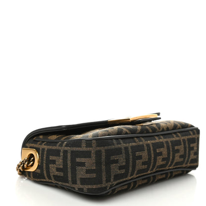 Fendi Fabric Jacquard FF 1974 Midi Chain Baguette Tobacco Moro 4 of 10