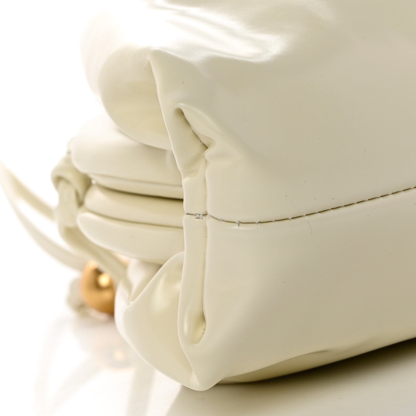 BOTTEGA VENETA Spazzolato Calfskin The Mini Sphere Pouch White